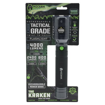 KODIAK Kraken 4000 Lumen Rechargeable Tactical Flashlight K-KRAKEN-4/8